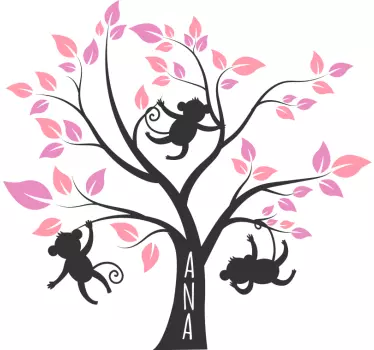Wandtattoo kinderzimmer mit individuellen baumaffen - TenStickers