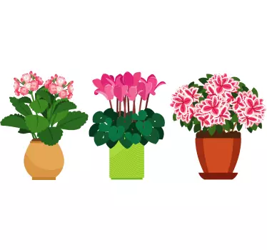 Wandtattoo blumen lebendige topfblüten - TenStickers