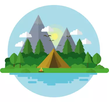 Wandtattoo natur bergcamping landschaft - TenStickers