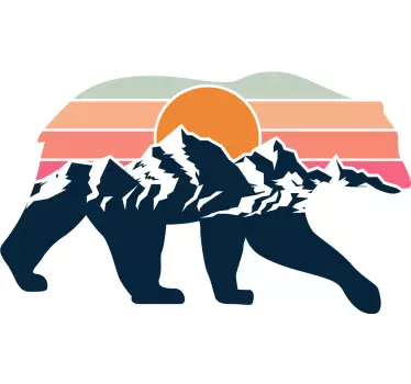 Sticker Natur Wanderbär mit bergen - TenStickers