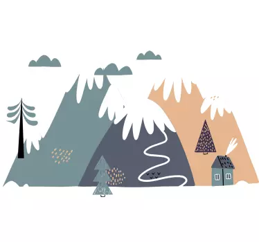 Wandtattoo Kinderzimmer gezeichnete Berglandschaft - TenStickers