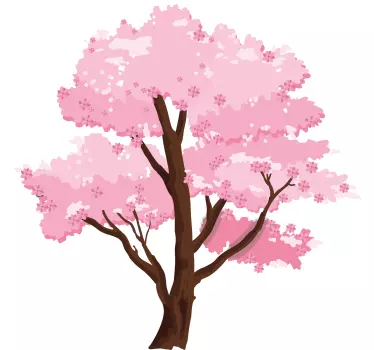 Wandtattoo natur blühender rosa baum - TenStickers