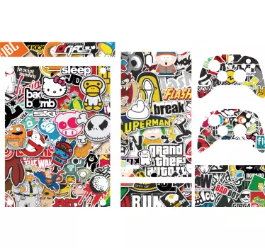 Xbox skin bunte charaktercollage - TenStickers