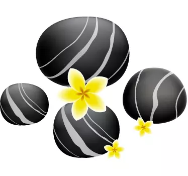 WC Aufkleber Steine mit Blüten - TenStickers