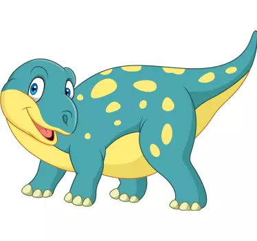 Türfolie Blau-gelber lächelnder dinosaurierdin - TenStickers