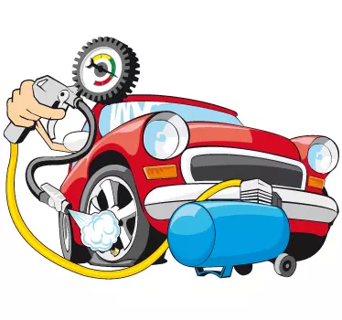 Wandtattoo Auto mit Luftdruck Maschine - TenStickers