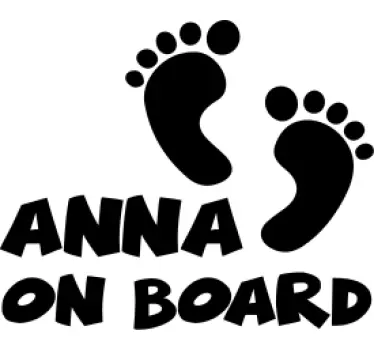 Fußabdrücke mit Namen Baby on Board Aufkleber - TenStickers
