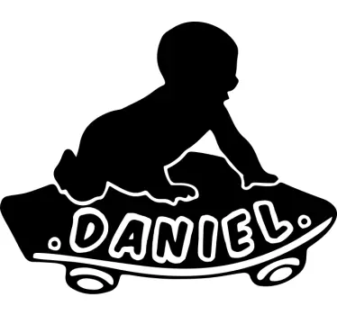 Baby on board aufkleber mit krabbelndem baby - TenStickers