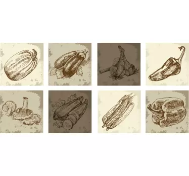 Wandtattoo Vintage Bordüre Gemüse - TenStickers