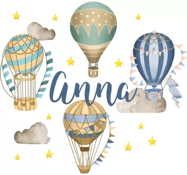 Wandtattoo Kinderzimmer blaue Luftballons mit Sternen - TenStickers