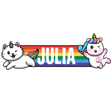 Regenbogen mit Einhorn und Katze Fahrrad Sticker - TenStickers