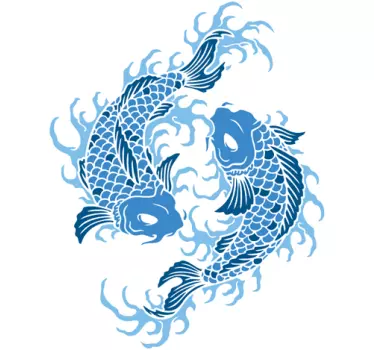 Blaue Yin und Yang Koifische Wandtattoo Wohnzimmer - TenStickers
