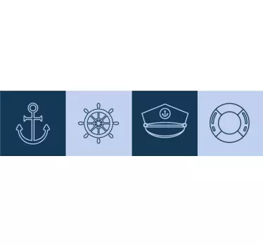 Treppenaufkleber sammlung nautischer symbole - TenStickers