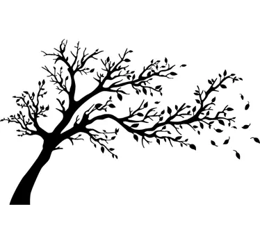 Wandtattoo Wohnzimmer mit Baum im Wind - TenStickers