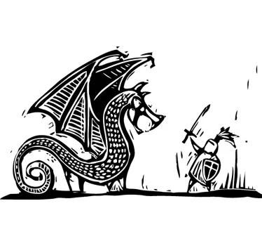 Wandtattoo Ritter gegen Drache - TenStickers