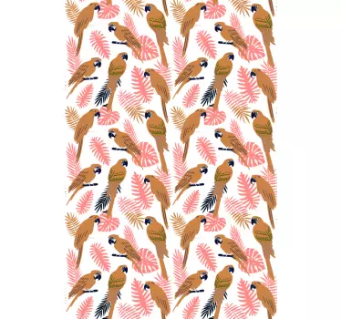 Kühlschrank Sticker Orange papageien mit rosa blüten - TenStickers