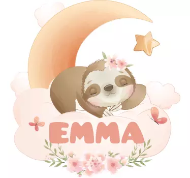Wandstickers Kinderzimmer Süße tiere faultier mit Namen - TenStickers