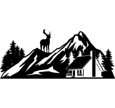 Wandtattoo Natur aussicht auf die berghütte - TenStickers