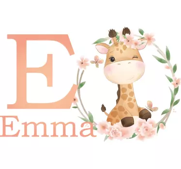 Wandstickers Kinderzimmer Süße giraffe für mädchen mit Namen - TenStickers
