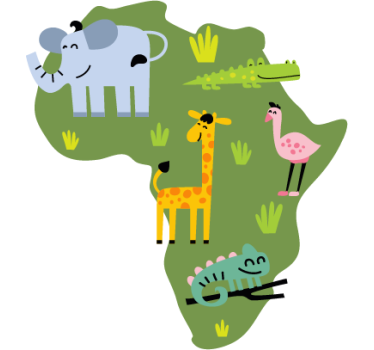 Afrika Karte mit Tieren Aufkleber - TenStickers