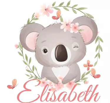 Wandtattoo Kinderzimmer Süße tiere koala mit Namen - TenStickers