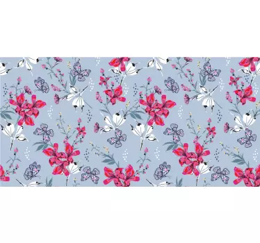 Wandtattoo Blumen blumenmuster mit schmetterlingen - TenStickers