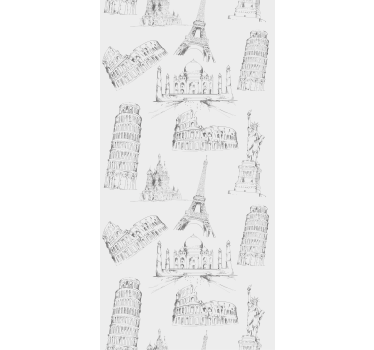 Kühlschrank Folie Wahrzeichen Skizzen - TenStickers