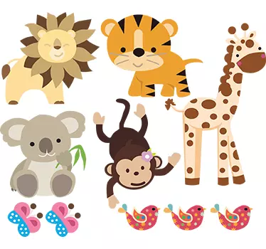 Wandtattoo Kinderzimmer Set wilde Tiere - TenStickers