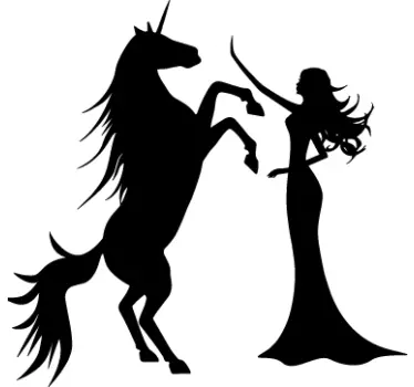 Einhorn und Frau Sticker - TenStickers