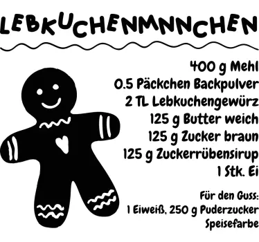 Wandtattoo Küche mit Lebkuchenmann Rezept - TenStickers