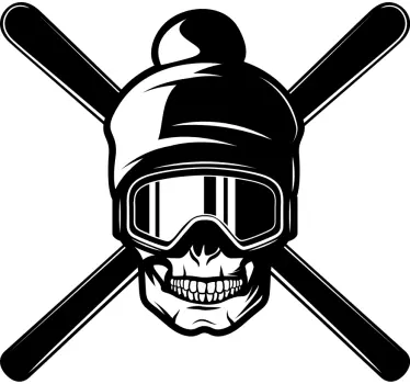 Wandtattoo Sport Totenkopf mit gekreuzten Ski - TenStickers