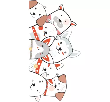 Türfolie selbstklebend Hunde schauen heraus - TenStickers