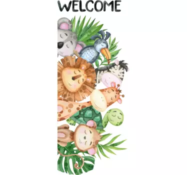 Lukende Dschungeltiere kreativer Türaufkleber - TenStickers