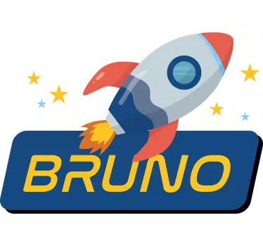 Türfolie selbstklebend Personalisierter Name Rakete - TenStickers