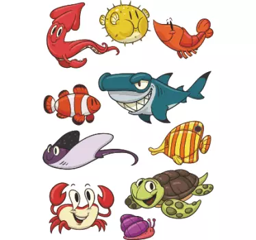 Meerestiere Set Wandtattoo - TenStickers