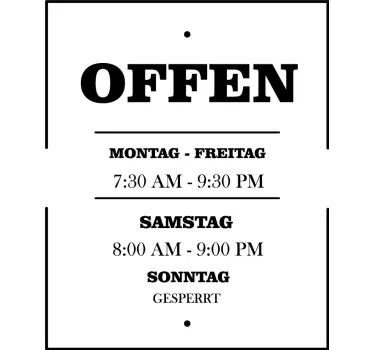 Schaufenster Aufkleber Öffnungszeiten - TenStickers