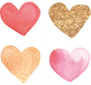 Wasserfarben Herzen Aufkleber für Valentinstag - TenStickers