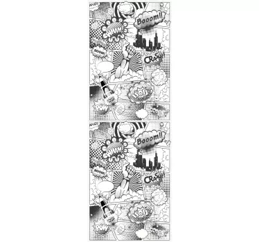 Kühlschrank Aufkleber Comic in Schwarz und Weiß - TenStickers