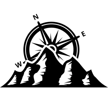 Wohnwagen Aufkleber minimaler Kompass und Berge - TenStickers