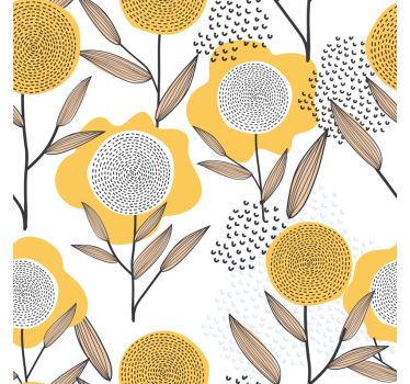 Wandtattoo floral gelbe abstrakte Blumenmuster - TenStickers