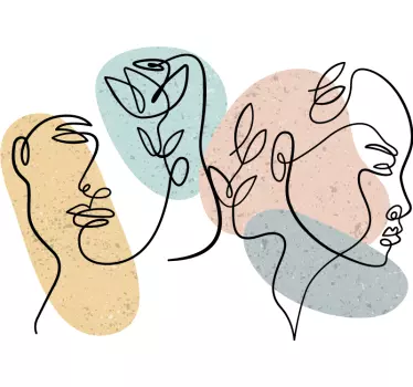 Wandtattoo Strichzeichnungen Frauengesichtern - TenStickers