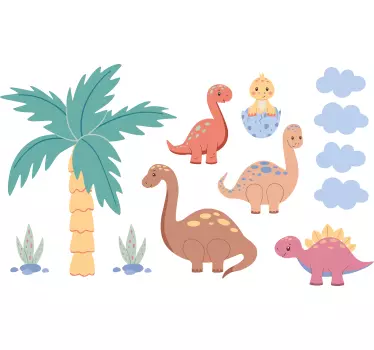Wandtattoo süße Dinosaurier für Kinderzimmer  - TenStickers