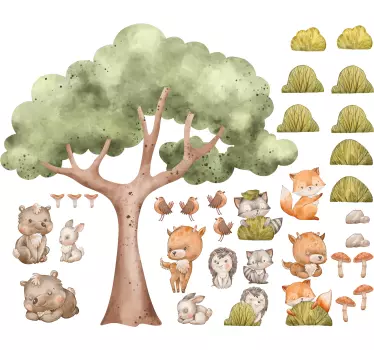 Wandtattoo Kinderzimmer süße waldtiere - TenStickers