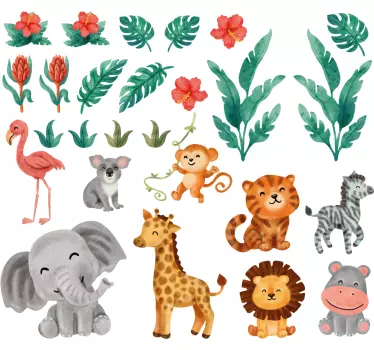 Wandtattoo süße Safaritiere für Kinderzimmer - TenStickers