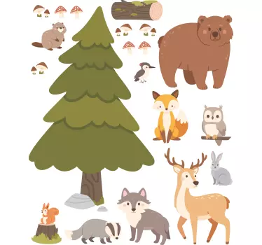 Wandtattoo Kinderzimmer waldtiere - TenStickers
