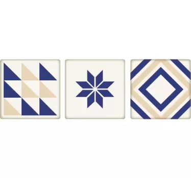 Blau Beige Fliesen Aufkleber - TenStickers