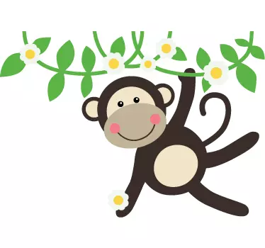 Affe mit Blumen Aufkleber - TenStickers