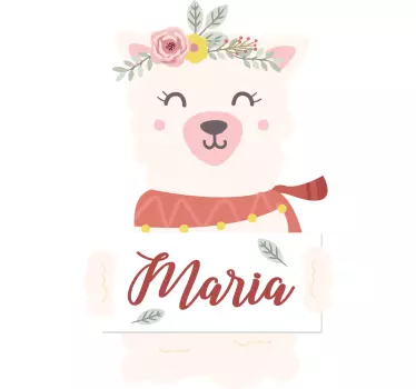 Alpaka Tier Wandtattoo mit Namen - TenStickers