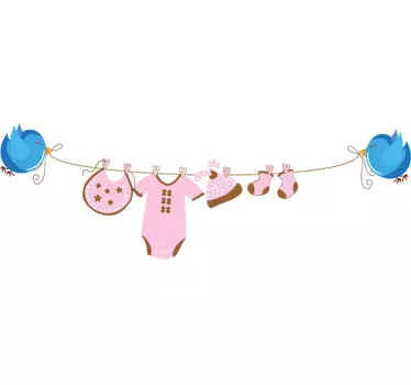 Babykleidung Wäscheleine Aufkleber - TenStickers