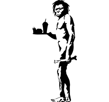 Banksy Höhlenmensch mit Fast Food Wandaufkleber - TenStickers